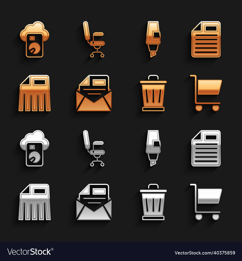 Set mail and e-mail file document shopping cart vector image Set mail and e-mail file document shopping cart