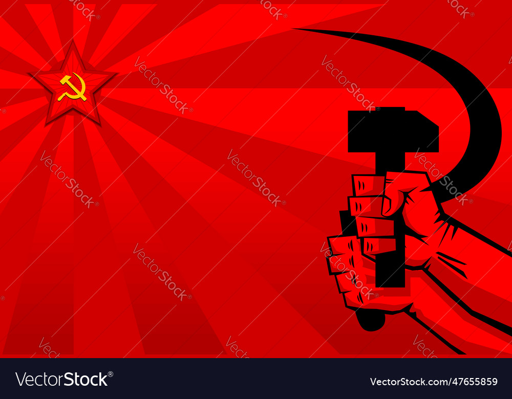 Sickle and hammer in hands