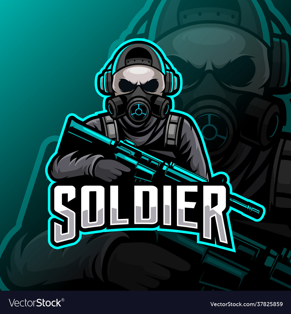 Soldier mascot logo esport Royalty Free Vector Image