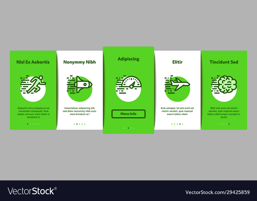 Speed fast motion onboarding elements icons set Vector Image Speed fast motion onboarding elements icons set