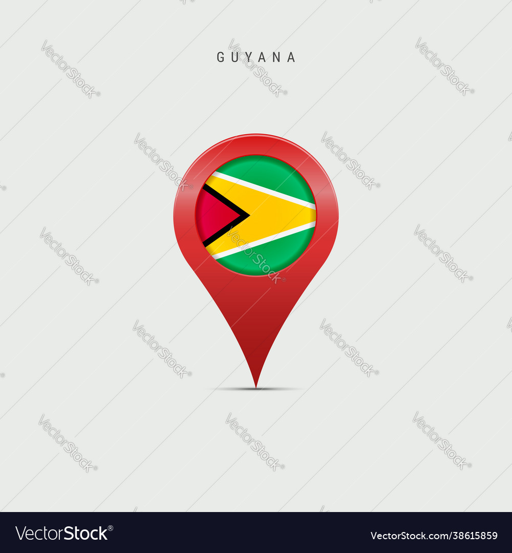 Teardrop map marker with flag guyana vector image Teardrop map marker with flag guyana