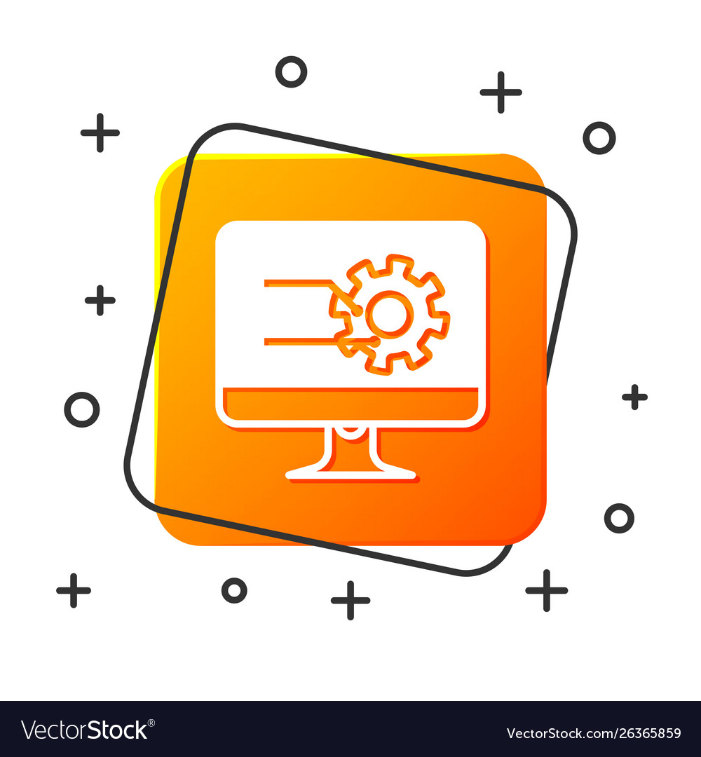 White computer monitor with graph chart icon vector image White computer monitor with graph chart icon
