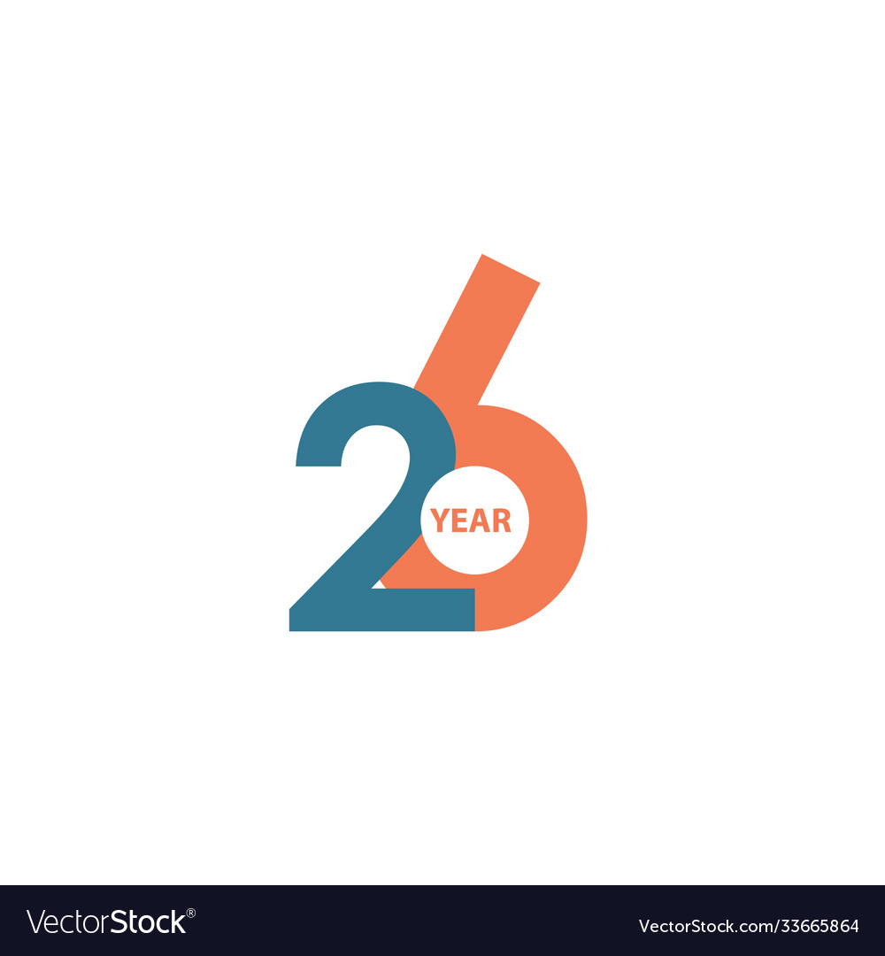 26 year anniversary template design Royalty Free Vector