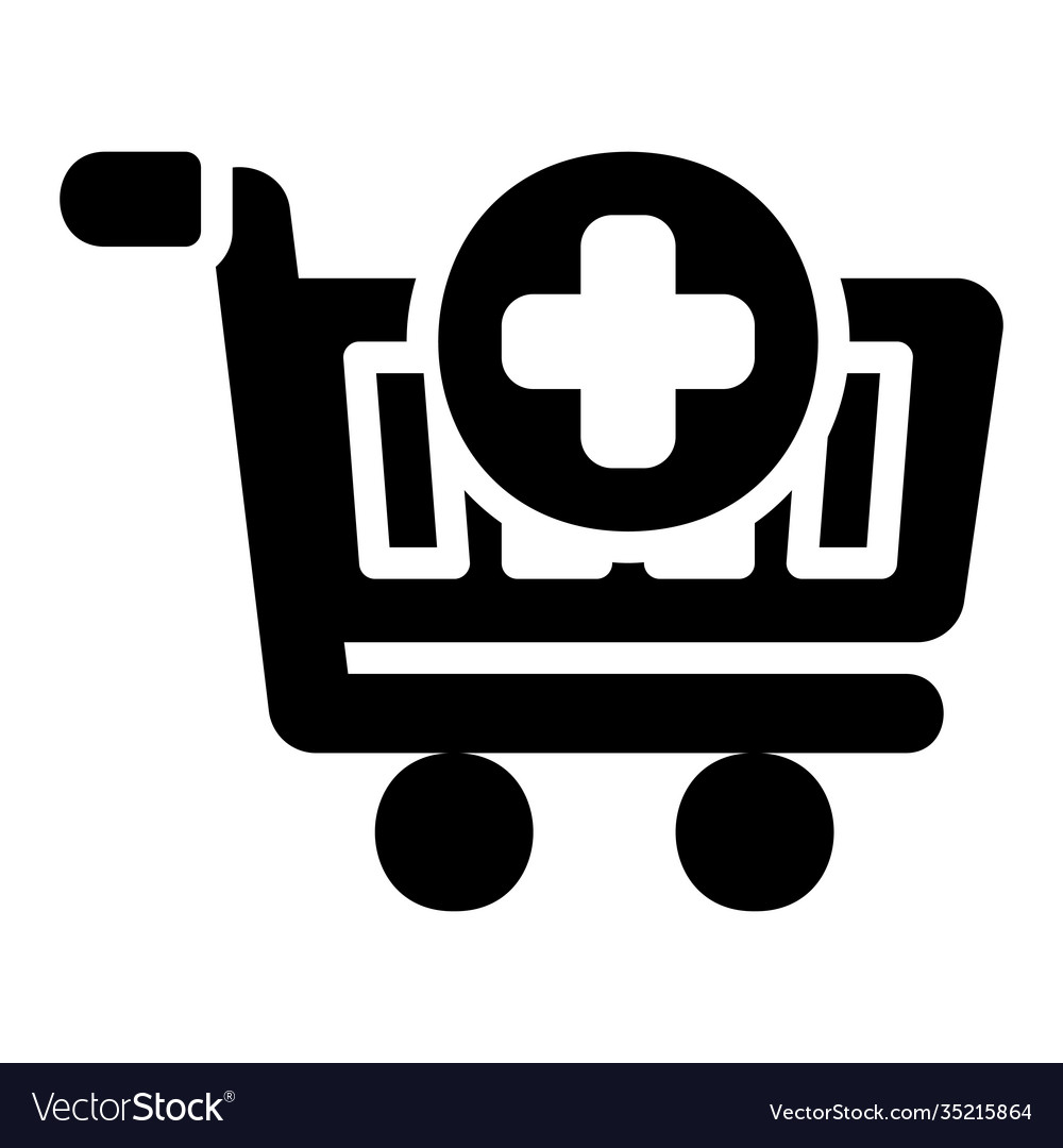 Add shopping icon in solid style for any projects vector image Add shopping icon in solid style for any projects
