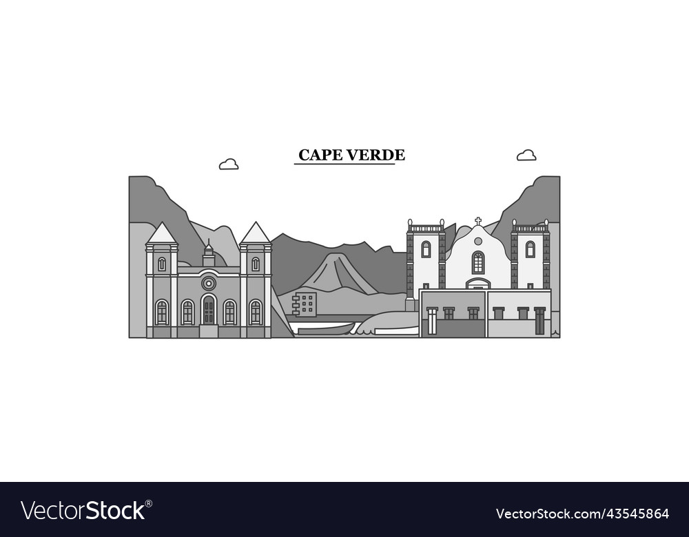 Cape-verde city skyline isolated