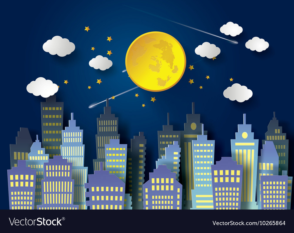 Full moon and building