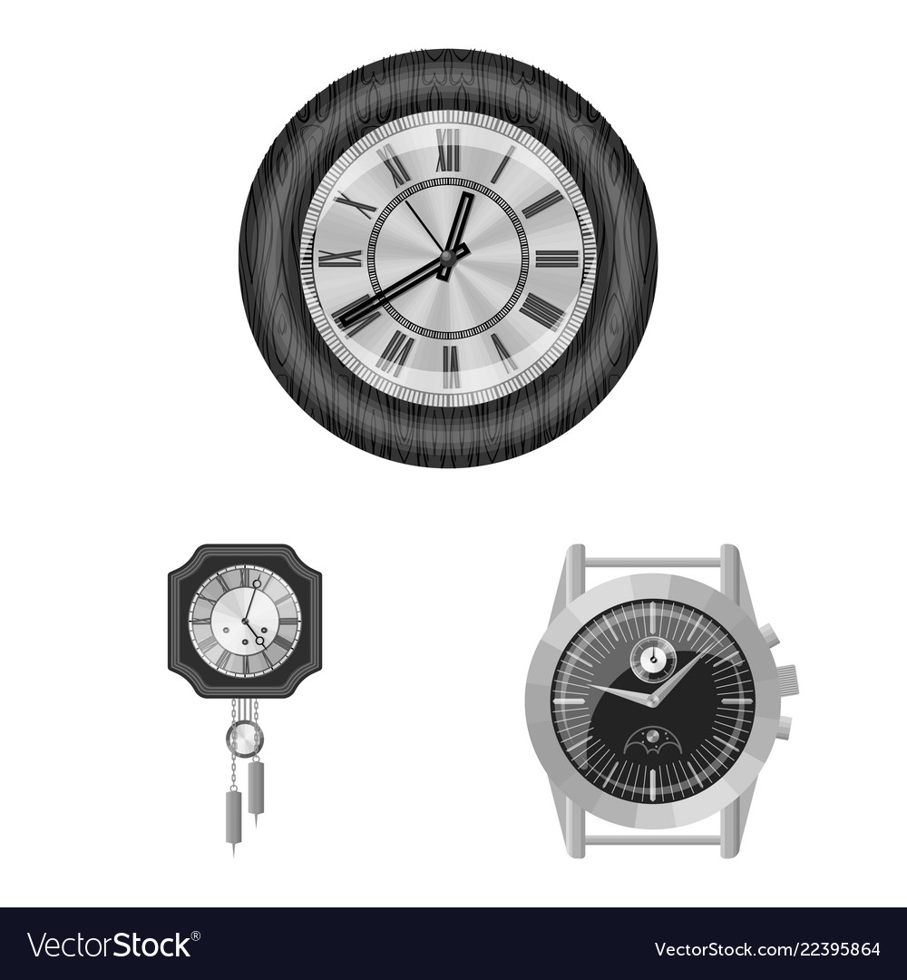 Isolated object of clock and time sign collection vector image Isolated object of clock and time sign collection