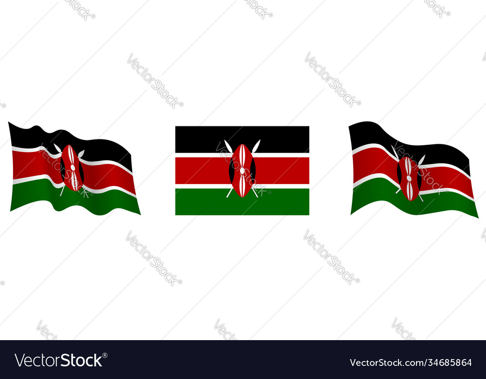 Kenya flag in static position and motion