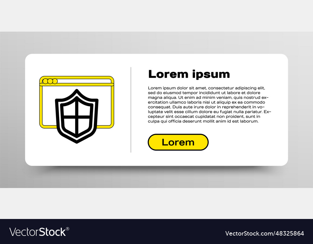Line browser with shield icon isolated on white vector image Line browser with shield icon isolated on white