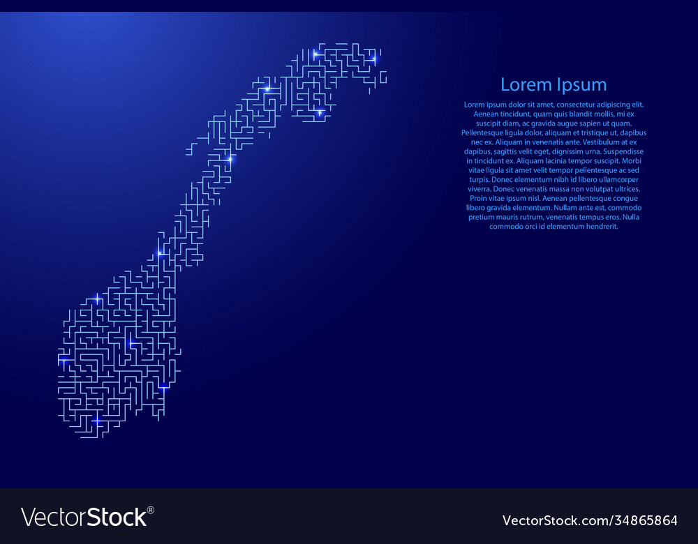 Norway map from blue pattern maze grid