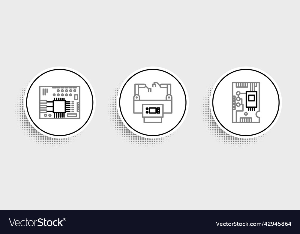 Set line electronic computer components Vector Image Set line electronic computer components