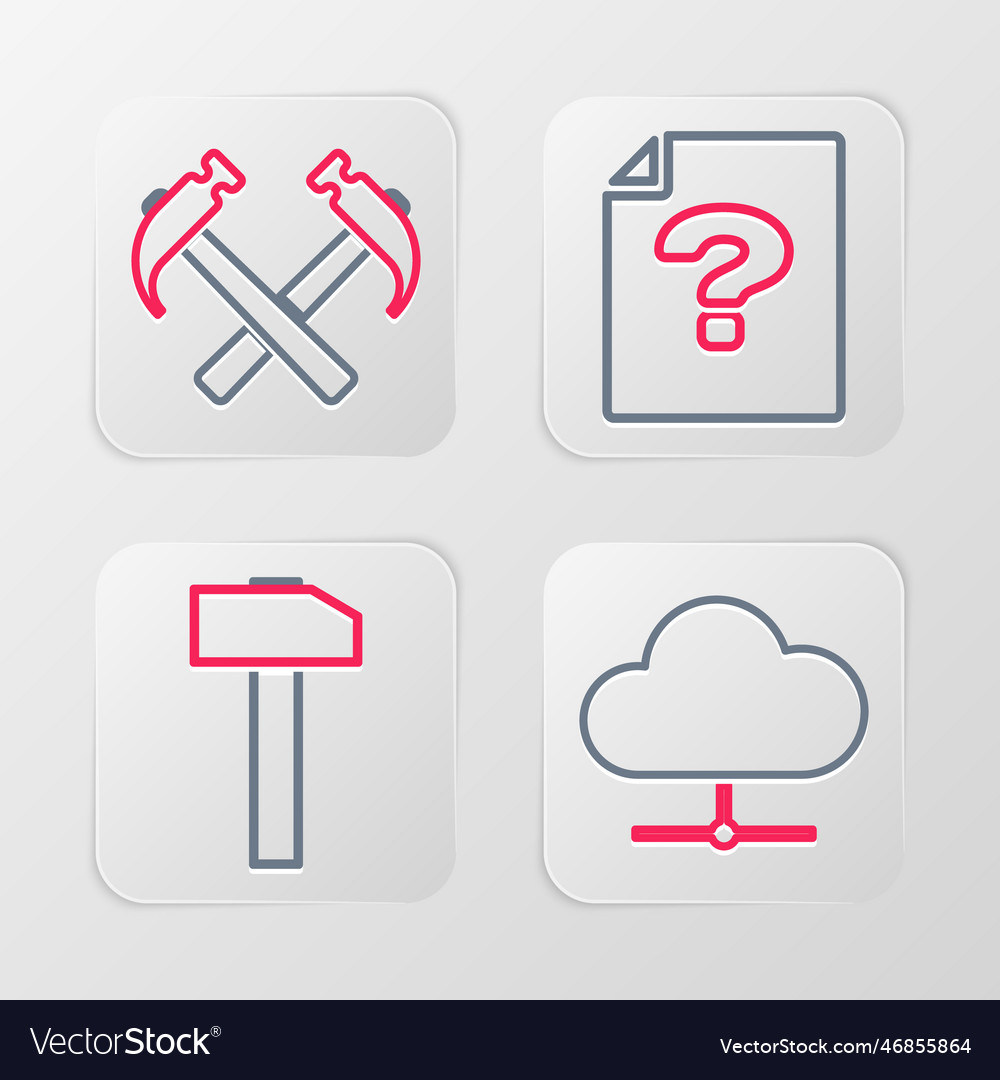 Set line network cloud connection hammer unknown vector image Set line network cloud connection hammer unknown