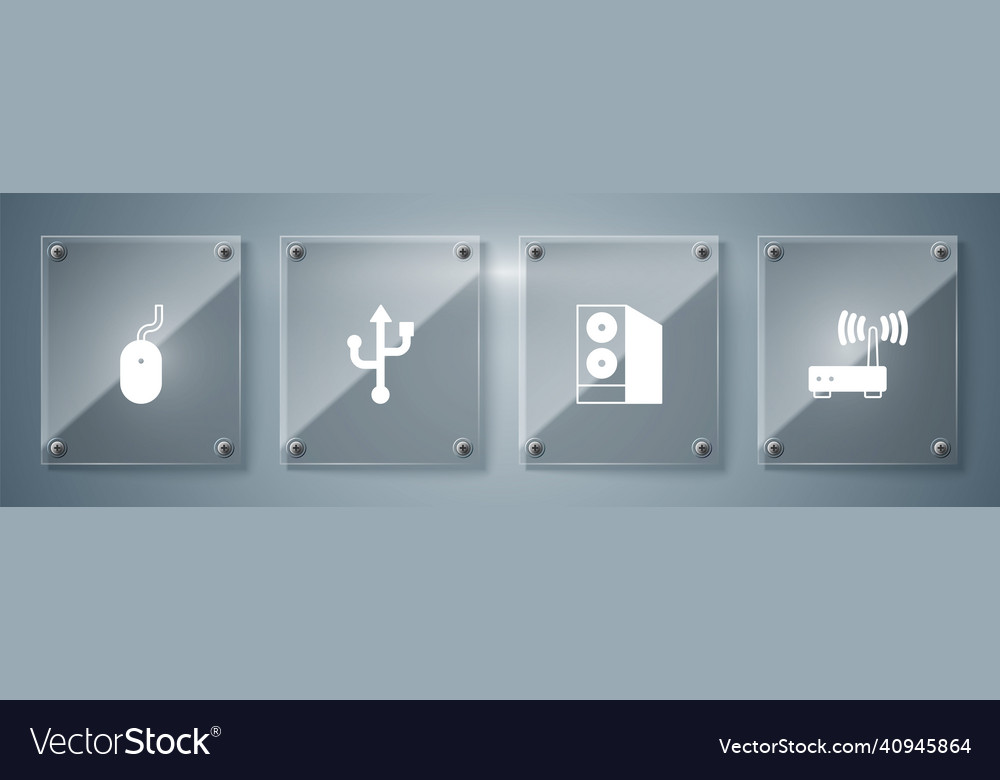 Set router and wi-fi signal case of computer usb vector image Set router and wi-fi signal case of computer usb