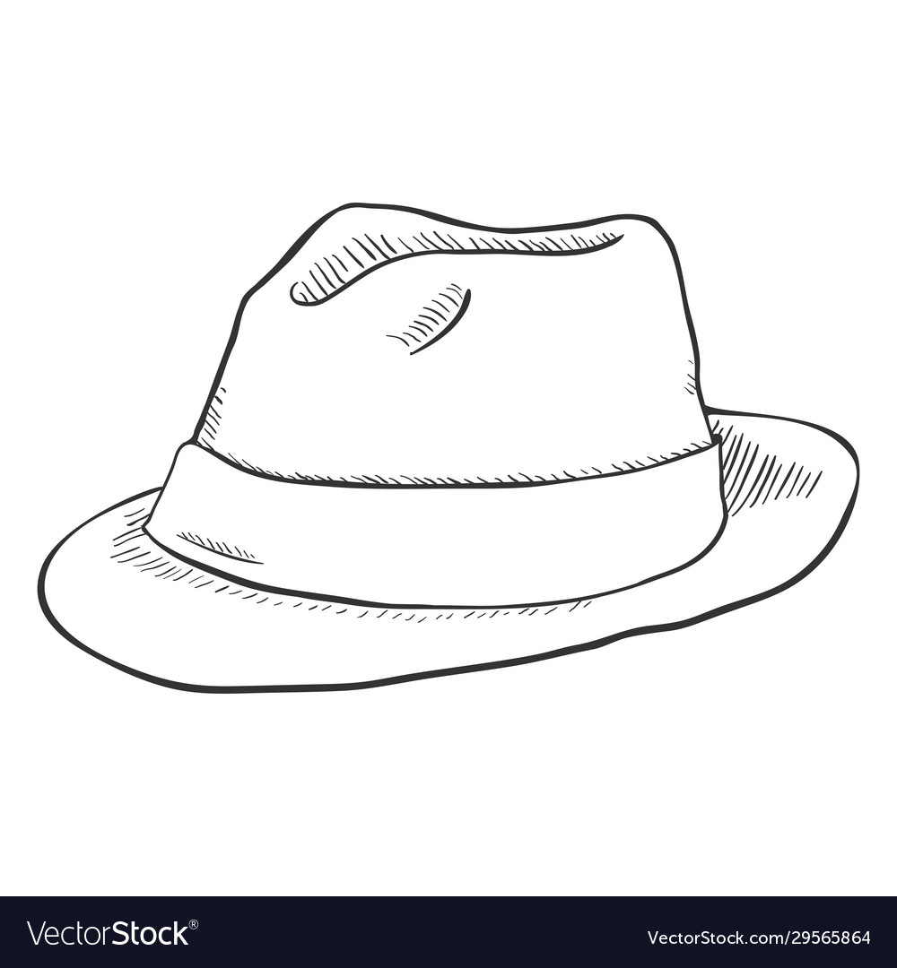 Single sketch fedora hat Royalty Free Vector Image