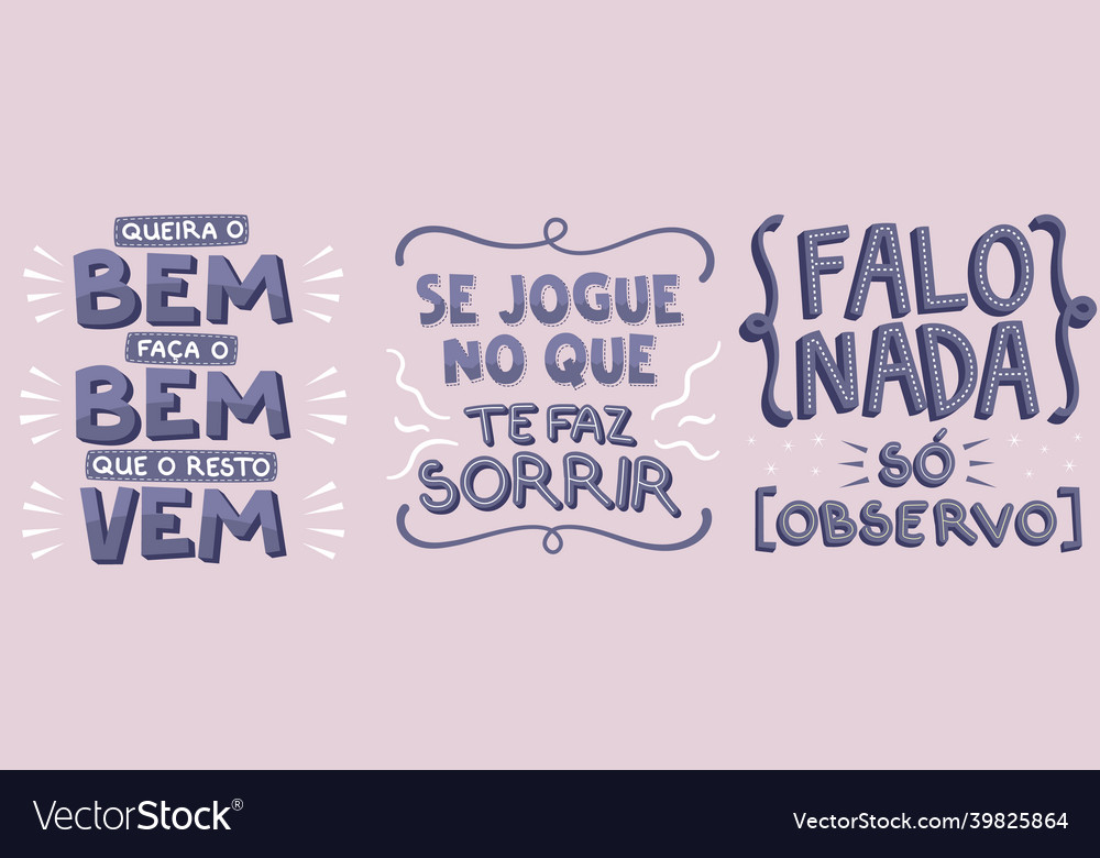 Three encouraging phrases in brazilian portuguese Vector Image Three encouraging phrases in brazilian portuguese