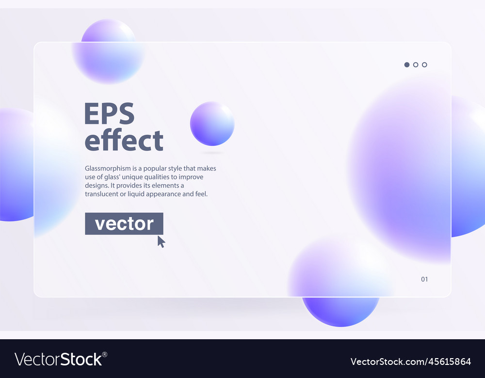 Website landing page template in glassmorphism vector image Website landing page template in glassmorphism
