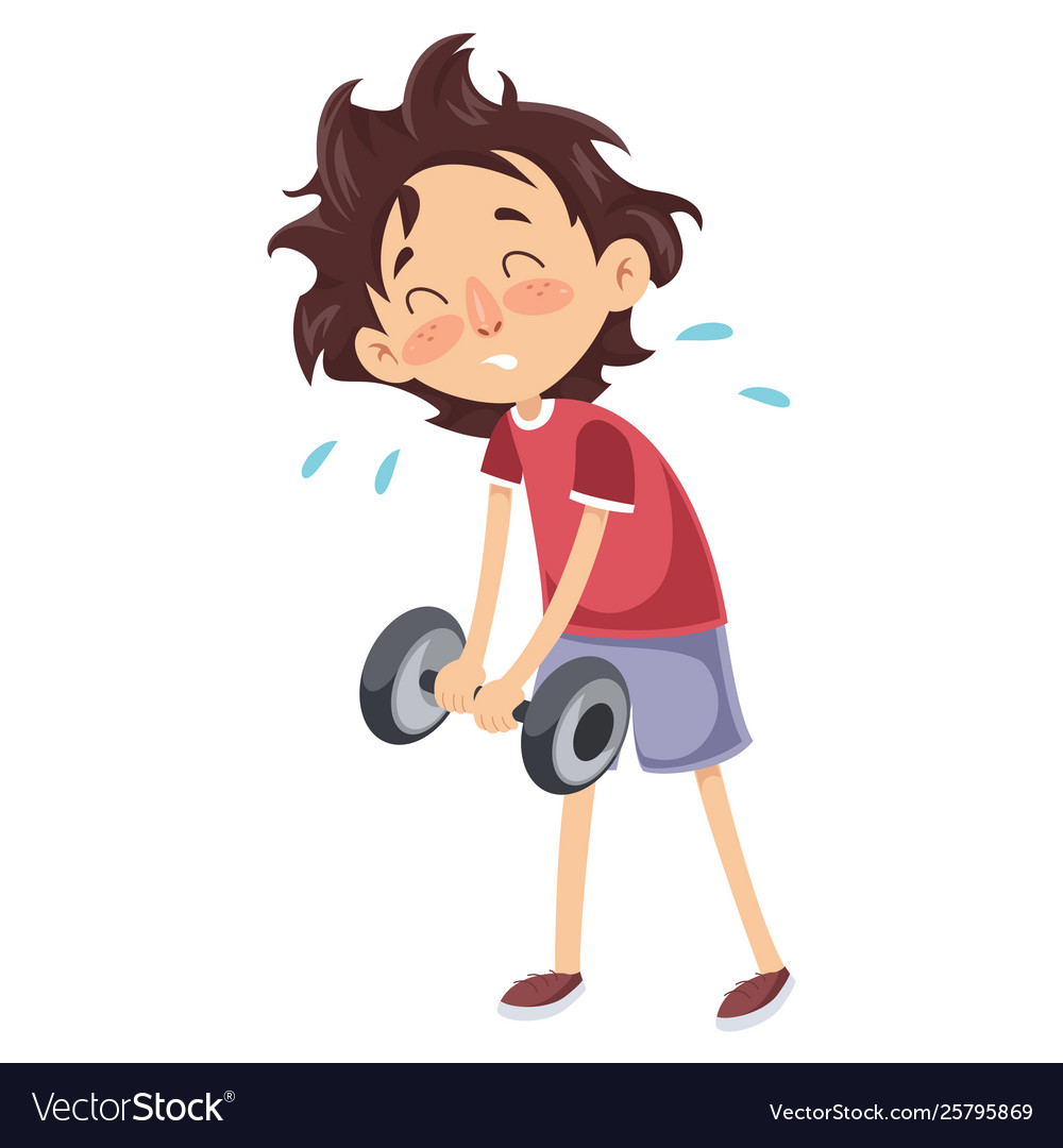 A boy with dumbbell Royalty Free Vector Image - VectorStock