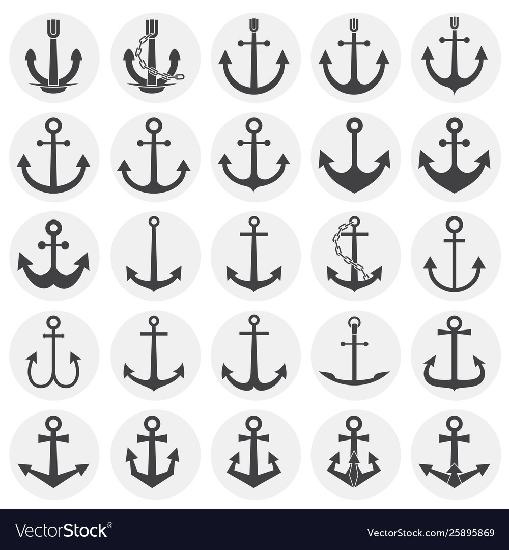 Anchor icons set on background for graphic and web Vector Image Anchor icons set on background for graphic and web