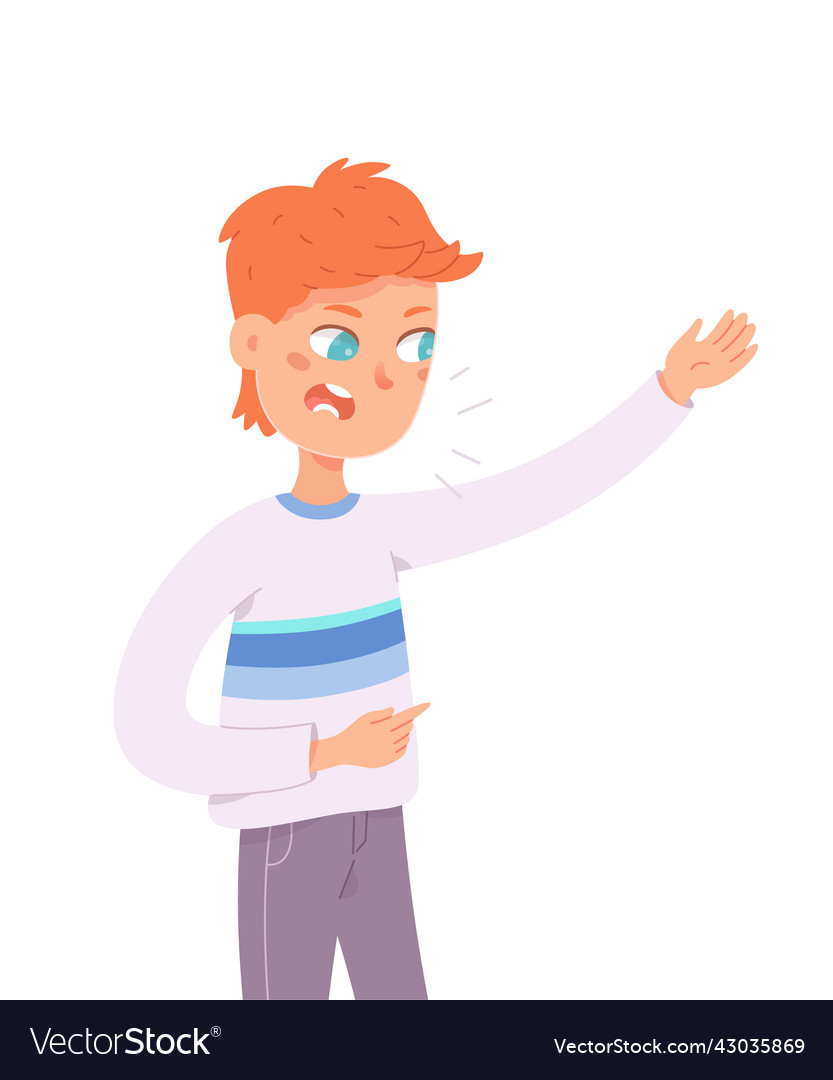 Angry Man Scolding Young Male Character Pointing Vector Image