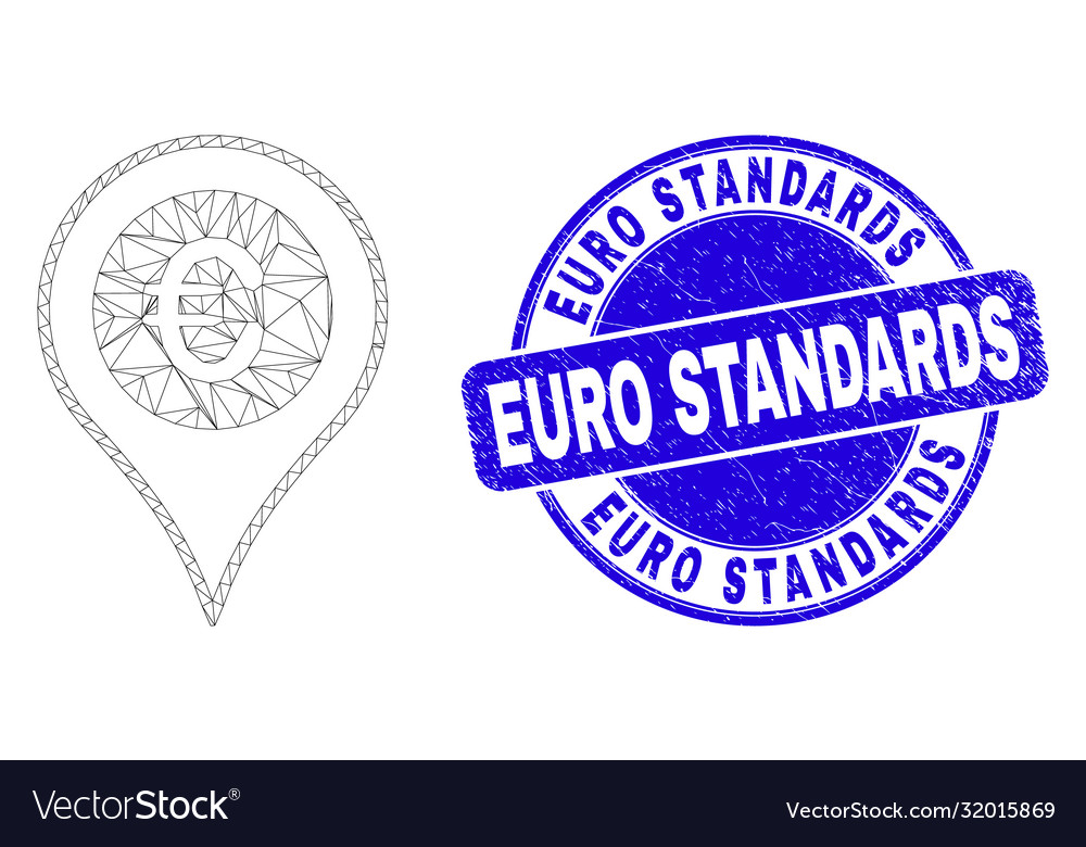 Blaue Distress Euro Standards Siegel und Netzgewebe