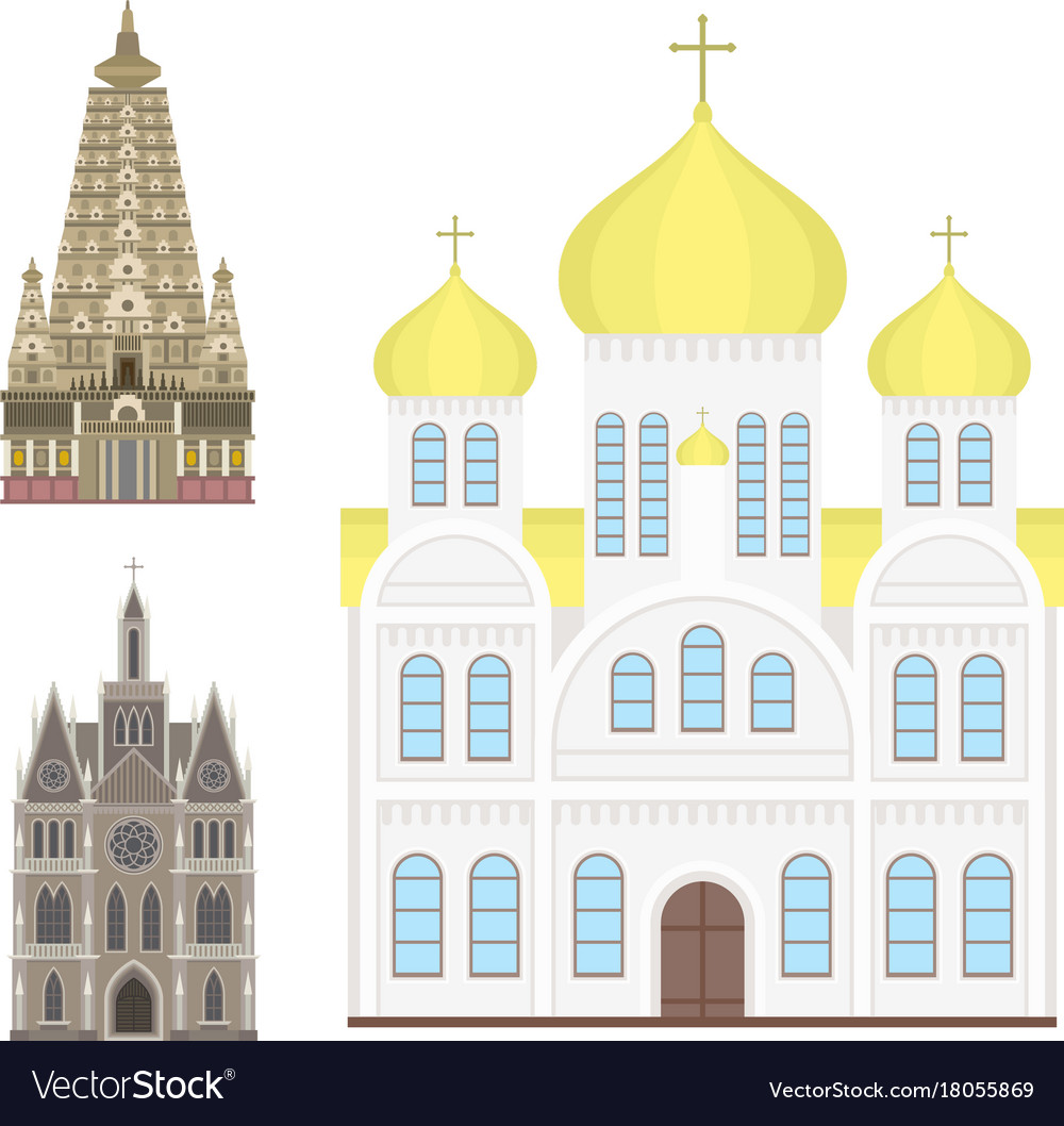 Cathedral Church Temple Traditional Building Vector Image 7714