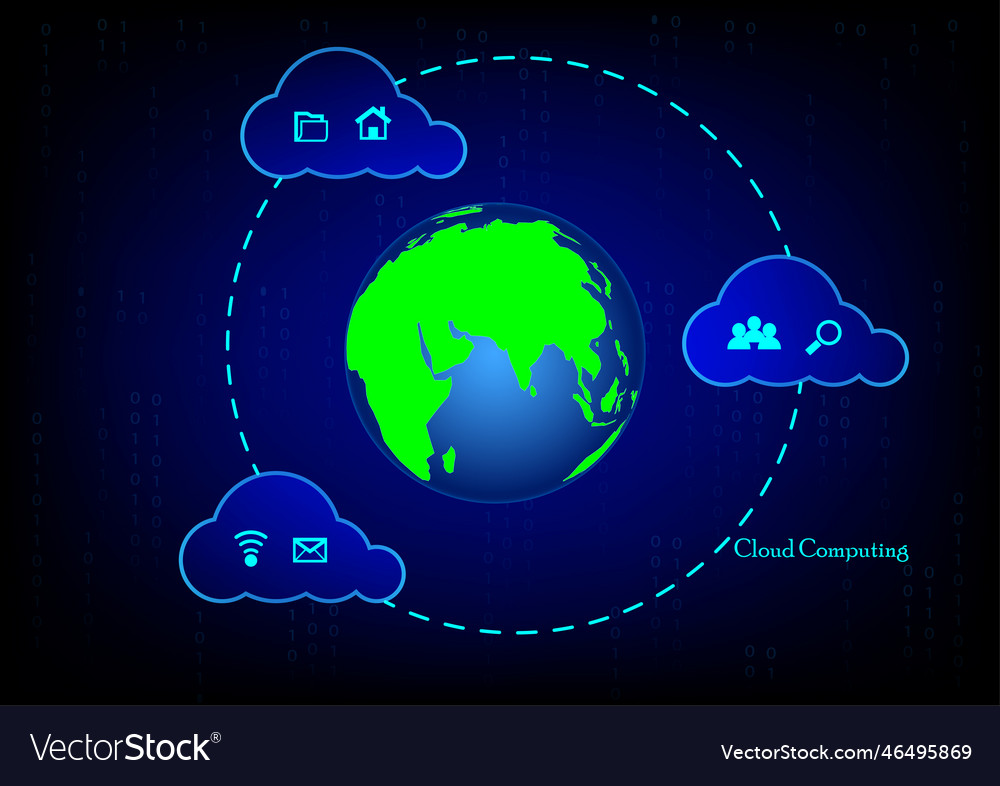 Cloud computing concept with globe connect online vector image Cloud computing concept with globe connect online