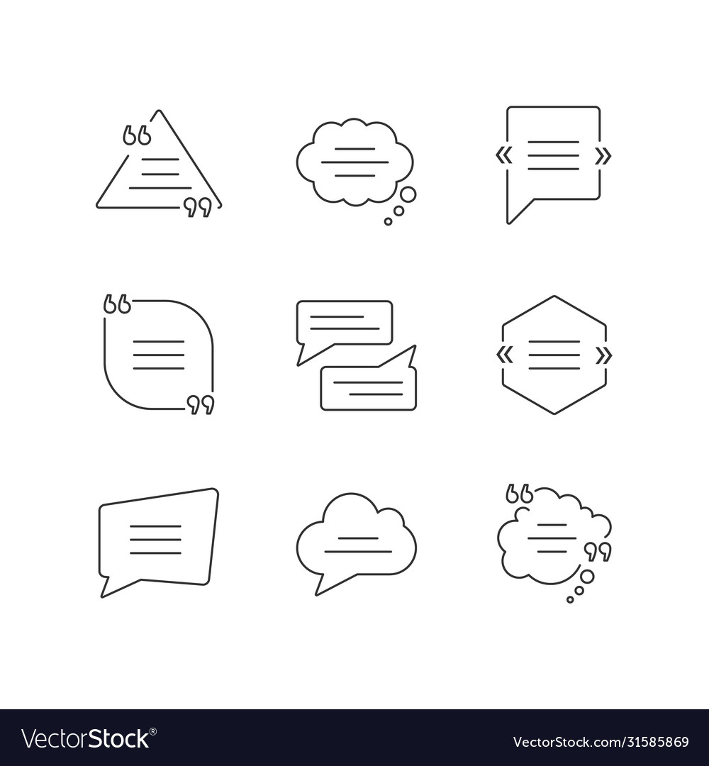 Comment box pixel perfect linear icons set Vector Image Comment box pixel perfect linear icons set