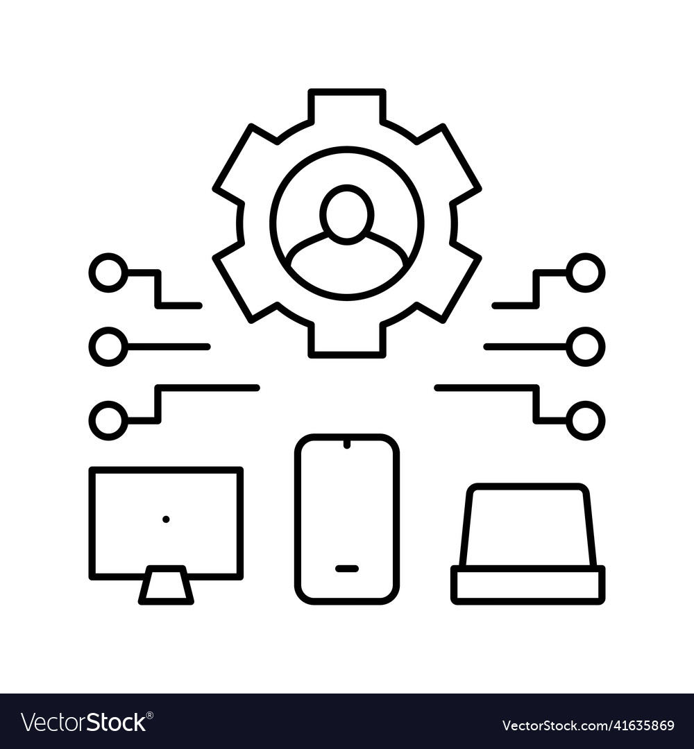 Devices connection of user ugc line icon vector image Devices connection of user ugc line icon