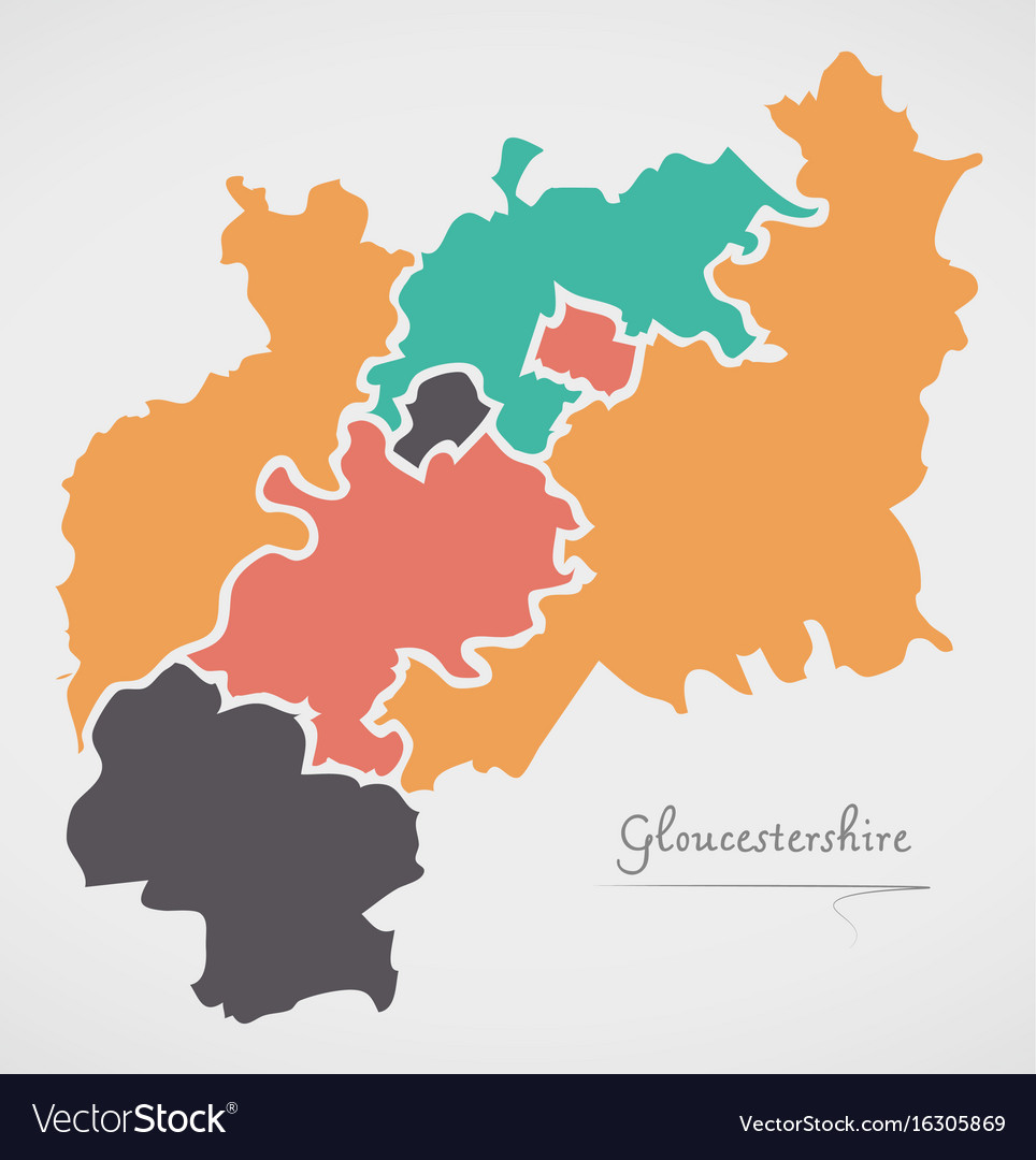 Gloucestershire england map with states and Vector Image