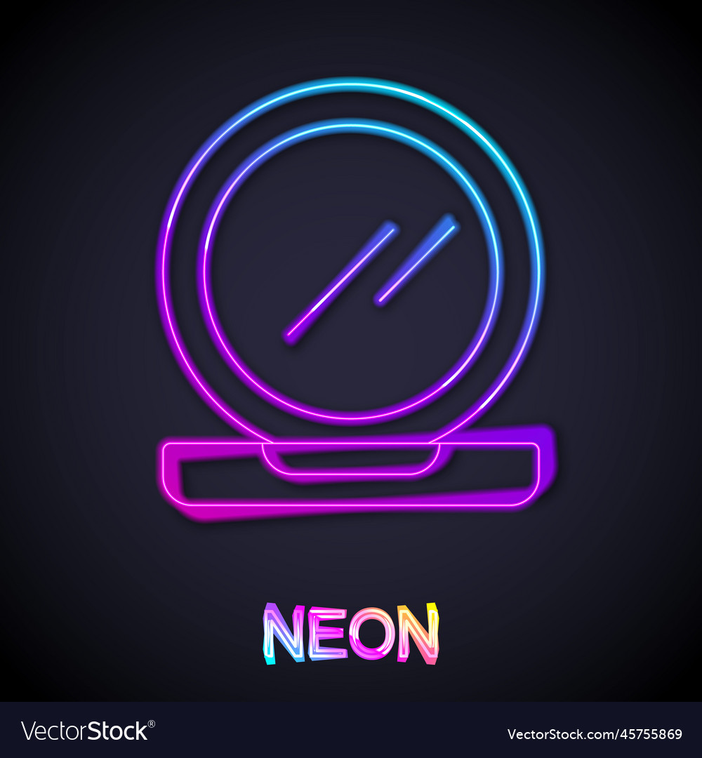 Glowing neon line makeup powder with mirror icon