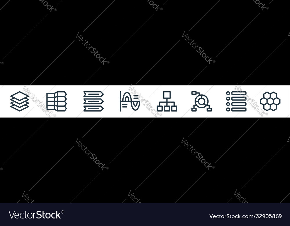 Infographic elements line icons linear set vector image Infographic elements line icons linear set