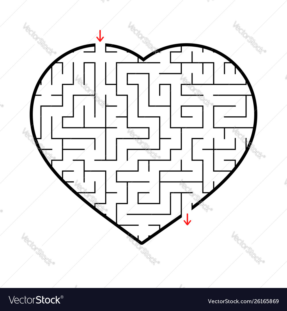 Labyrinth heart simple flat isolated on white