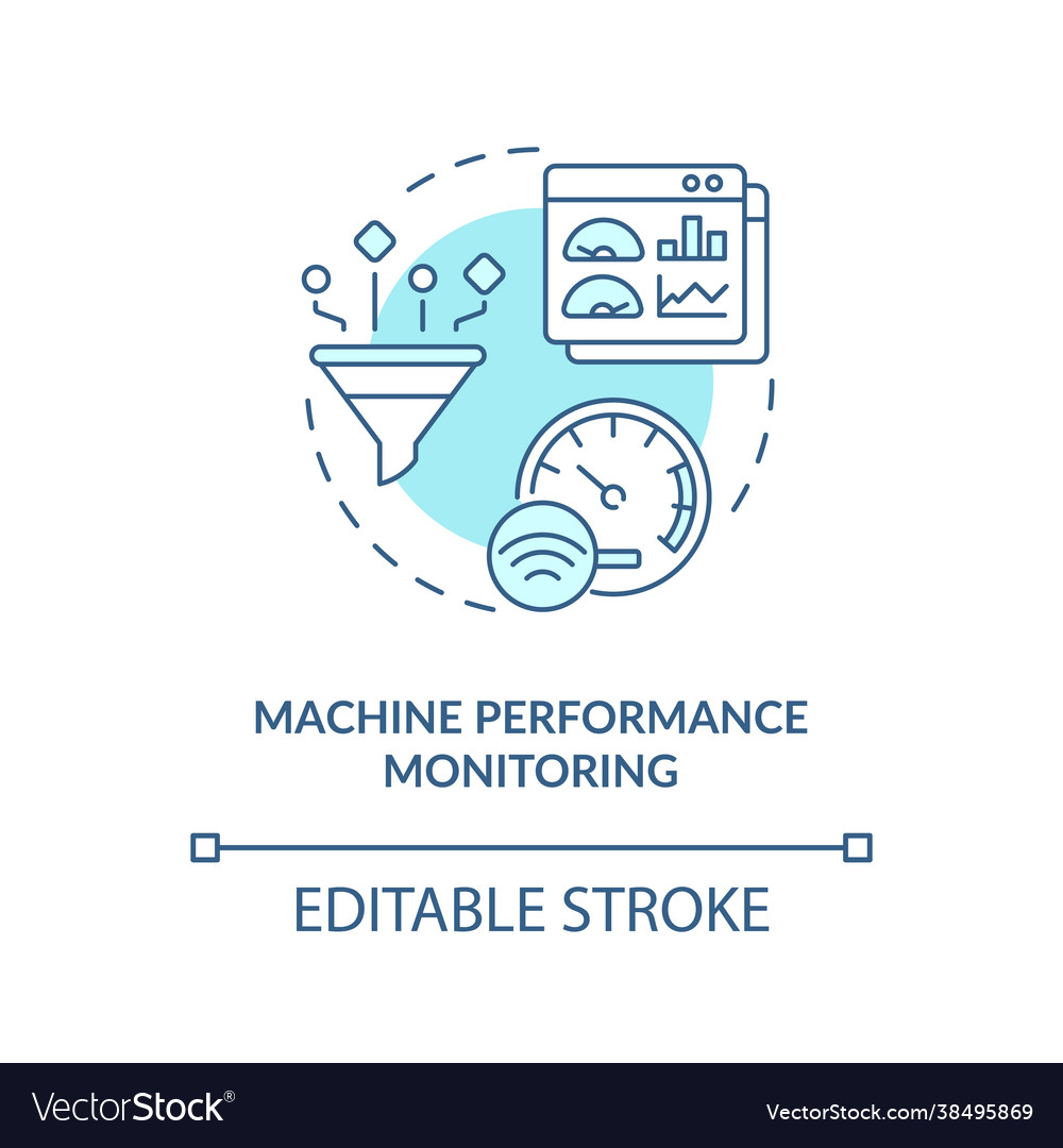 Machine performance monitoring concept icon vector image Machine performance monitoring concept icon