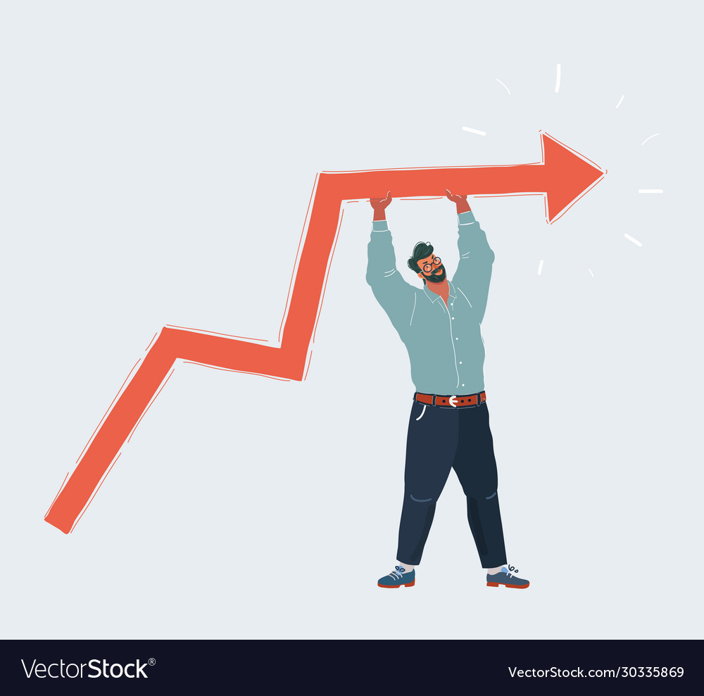 Man Supporting Rising Graph