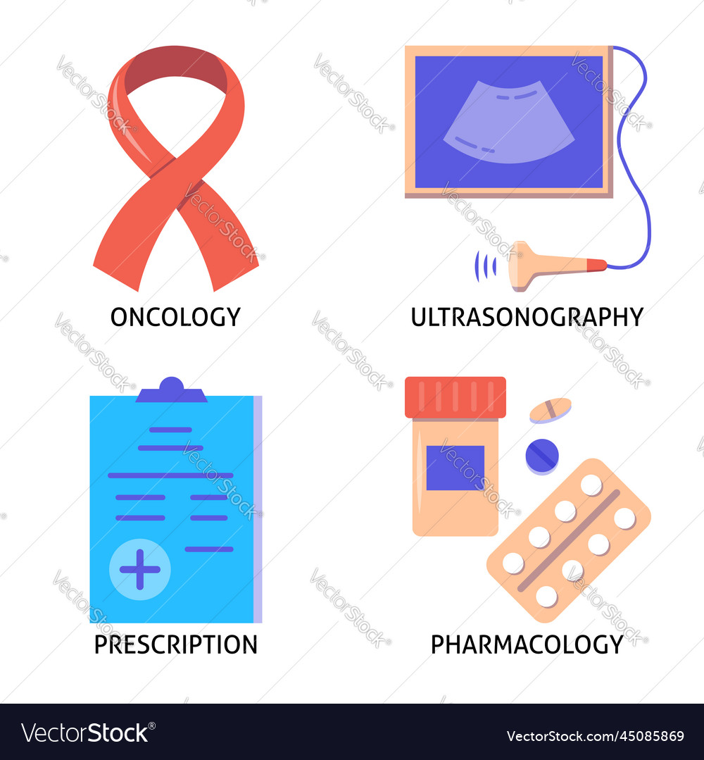 Medical symbols icon set in flat style