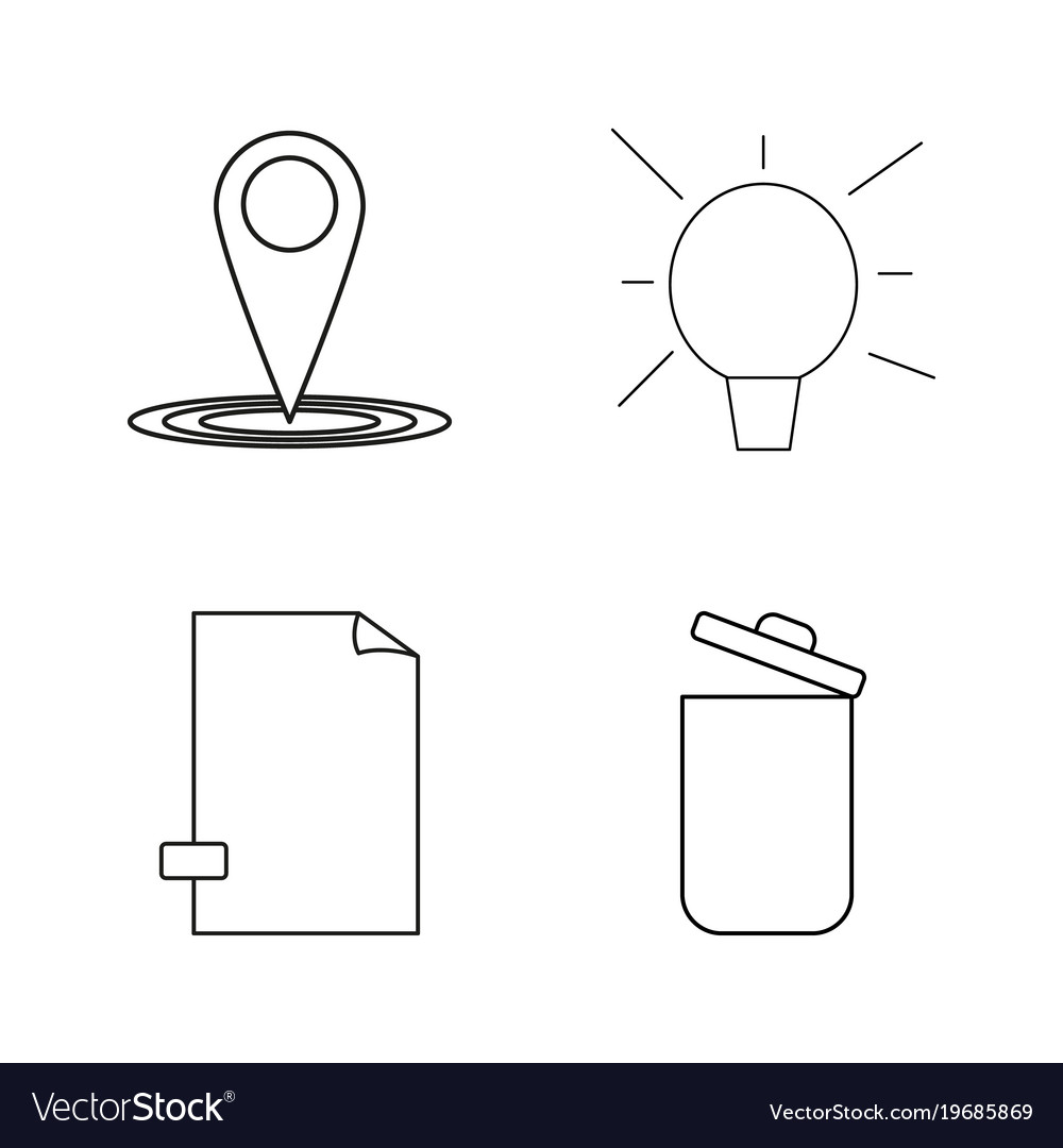 Office simple linear outline icon set