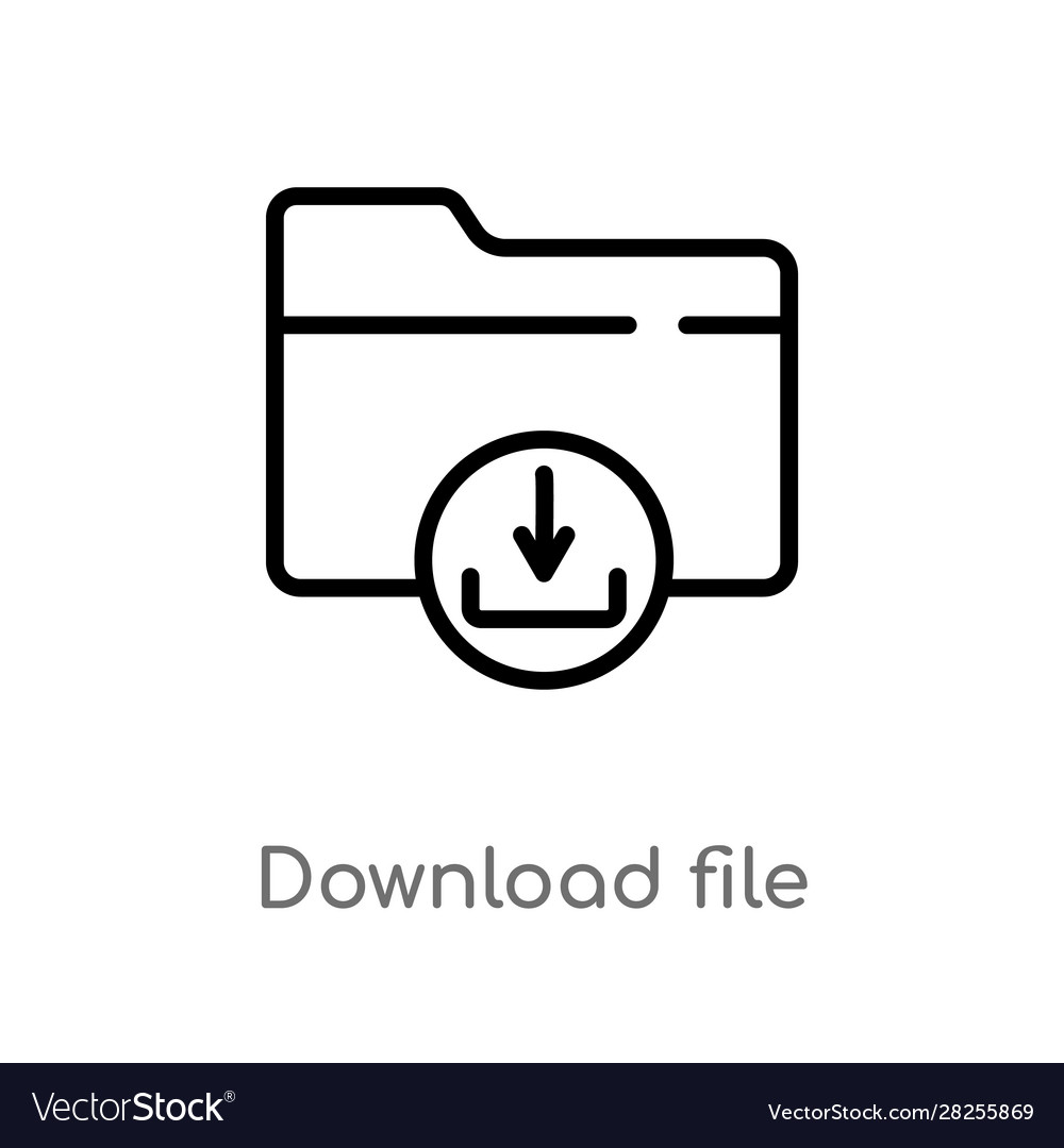 Outline download file icon isolated black simple