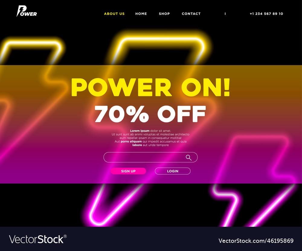 Power glassmorphism site design neon lightning