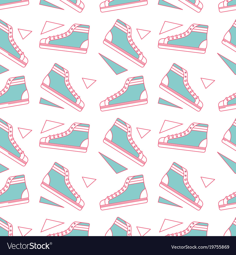 Seamless Pattern Classic Sneakers Retro Fashion Vector Image