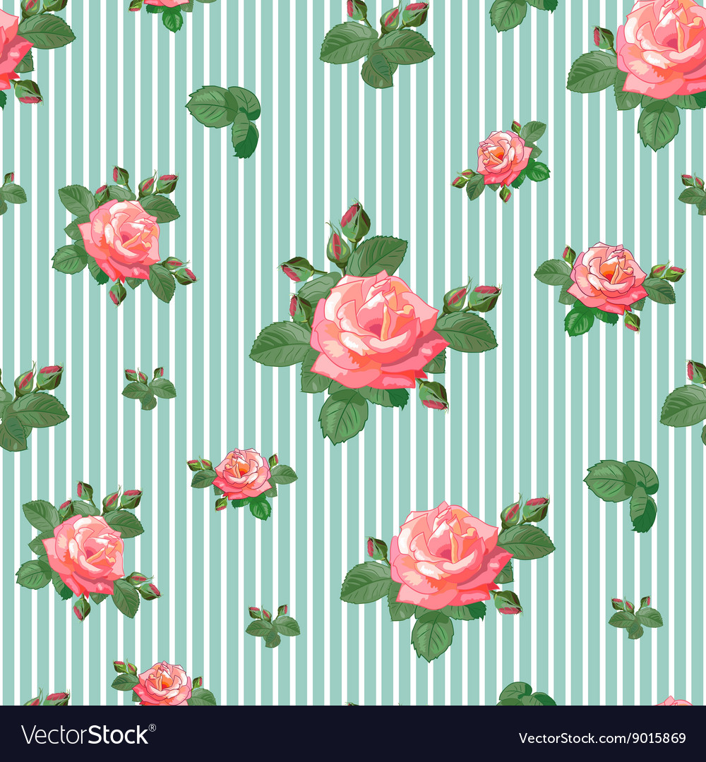 Seamless pattern with roses in retro style