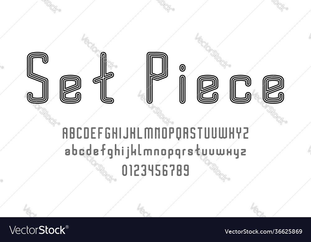 Set alphabets font letters and numbers