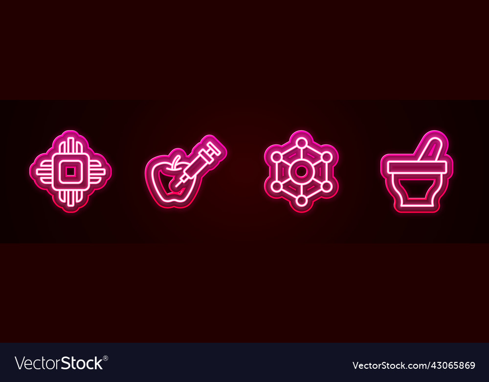 Set line processor cpu genetically modified apple Vector Image Set line processor cpu genetically modified apple