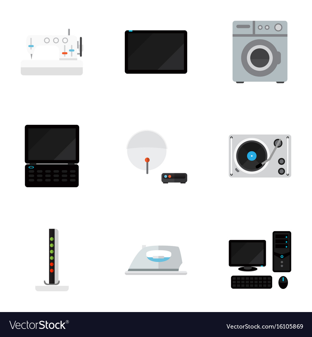 Set of 9 editable technology flat icons includes