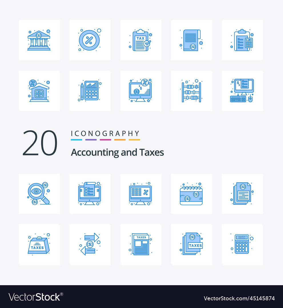 20 taxes blue color icon pack like payday