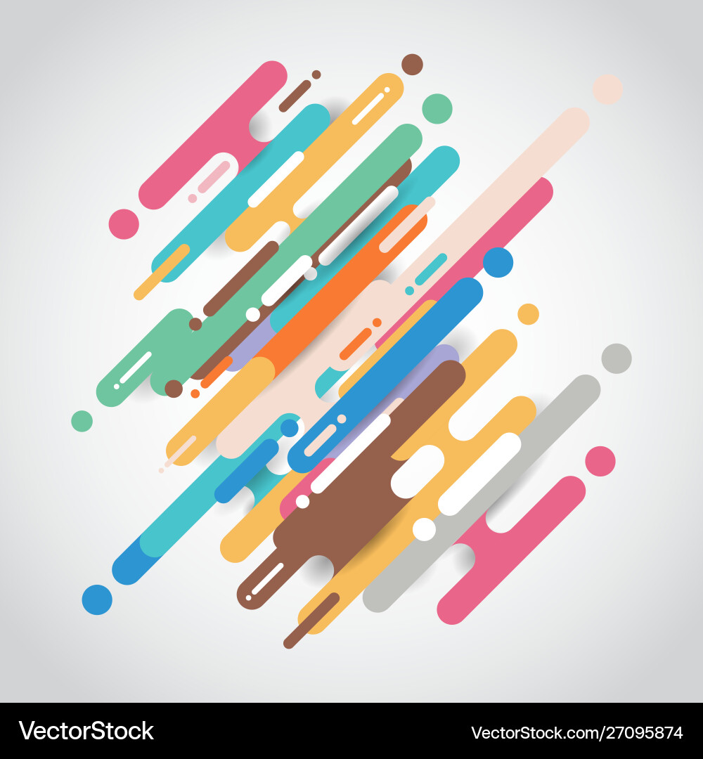 Abstract multicolor rounded shapes lines diagonal Vector Image