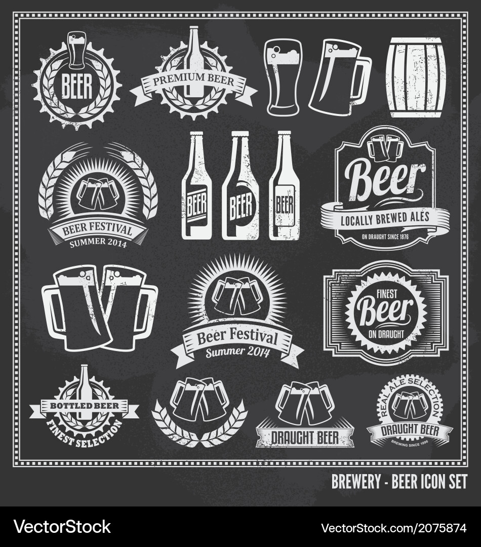 Beer Chalkboard Icon Set Royalty Free Vector Image