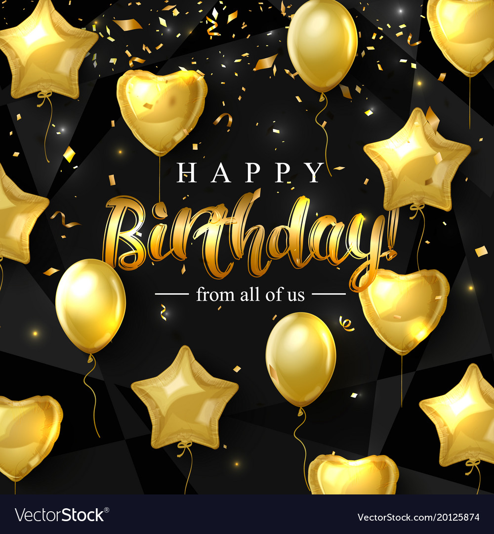 Birthday elegant greeting card with gold Vector Image