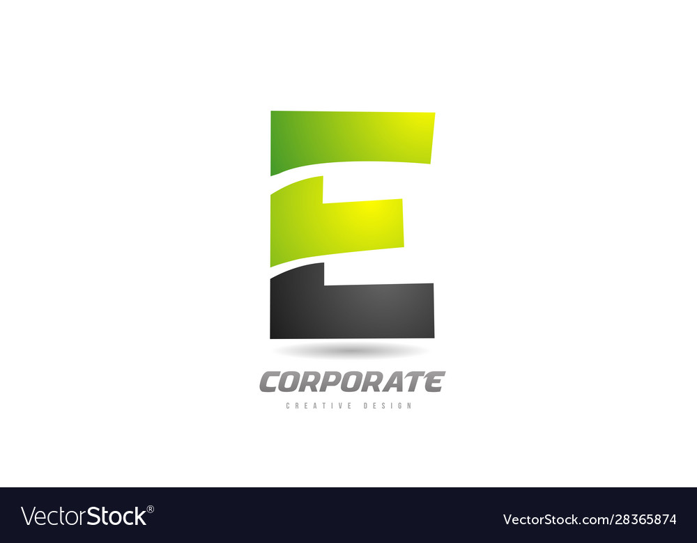 Black green logo letter e alphabet design icon