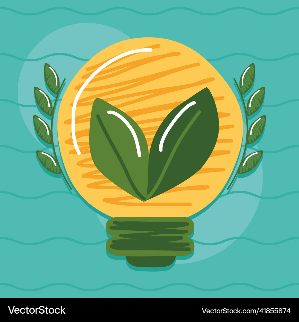 Bulb with leafs Royalty Free Vector Image - VectorStock