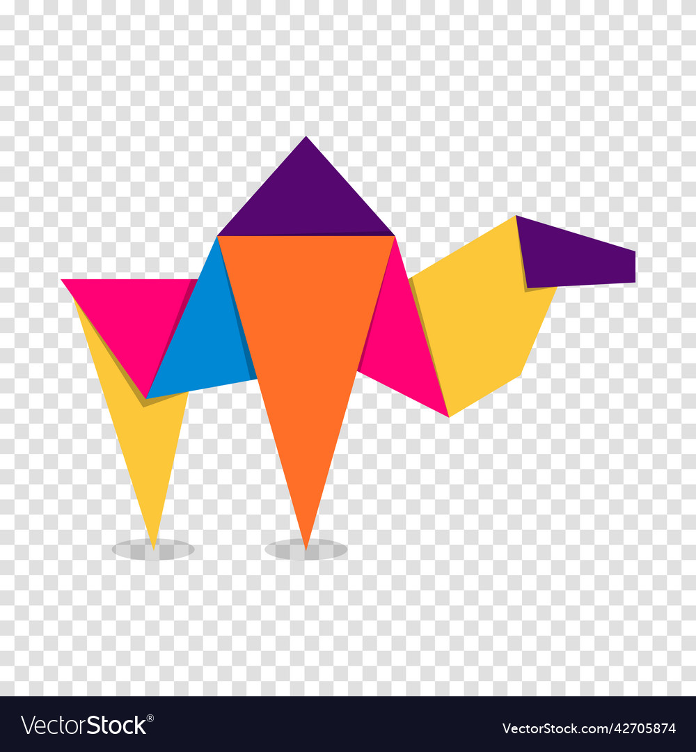 Camel origami abstract colorful vibrant